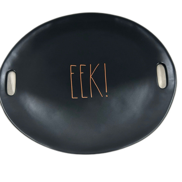 Rae Dunn Serving Platter Black EEK! 15 Inch Artisan Collection by Magenta - Picture 1 of 7
